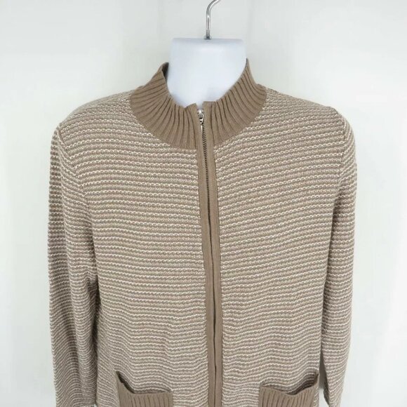 Karen Scott Women's Zip PXL Chestnut Cardigan Sweater NWT $49.50 - Picture 3 of 5
